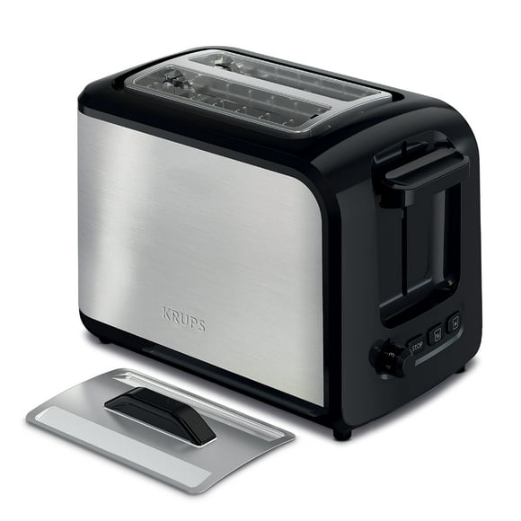 KRUPS Krups Express Toaster KH411D50 Stainless Steel Toaster with Wide Slots, Includes Dust Lid & Crumb Tray, Defrost, Reheat, 7 Browning Levels, 2 Slice, Stainless Steel