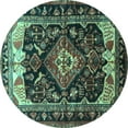 thumbnail image 1 of Ahgly Company Machine Washable Indoor Round Persian Turquoise Blue Traditional Area Rugs, 6' Round, 1 of 4