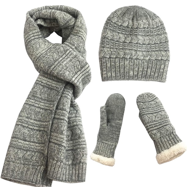 Conjunto de bufanda, gorro y guantes para mujer Conjunto cálido de invierno Gorro de punto Gorro de nieve