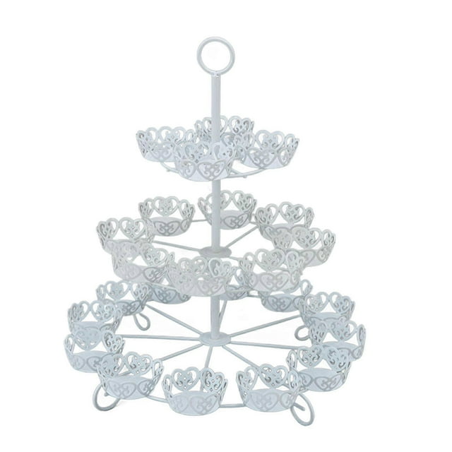 Cupcake Stand for 24 Cupcakes 3 Tier Pastry Serving Display Stand Iron Dessert Carrier Display Holder for Holiday Party