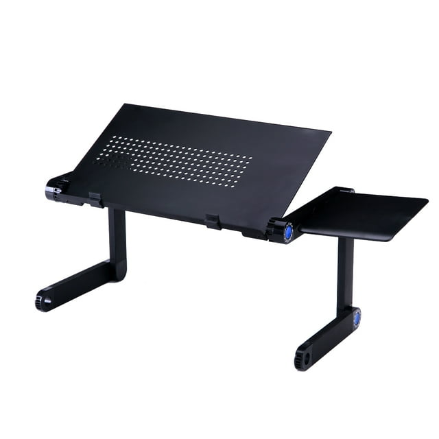 Miangastore Adjustable Laptop Stand Portable Folding Computer Desk with Side Mount Mouse Pad (Black)