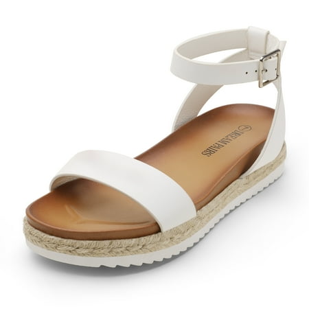 DREAM PAIRS Women s Open Toe Espadrille Platform Sandals Soft Comfort Summer Shoes Classic KATHY WHITE/PU Size 6.5