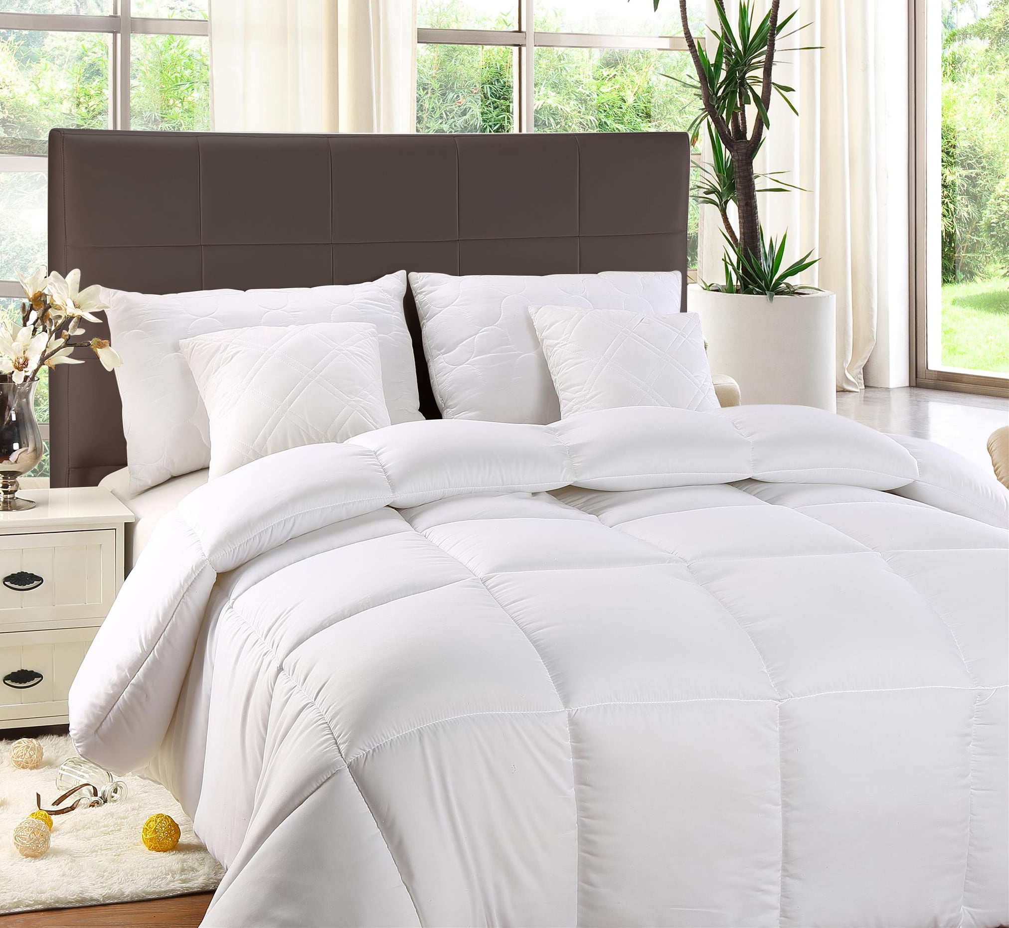 Utopia Bedding Comforter Duvet Insert - Quilted Comforter with Corner Tabs - Box Stitched Down Alternative Comforter (Queen White)