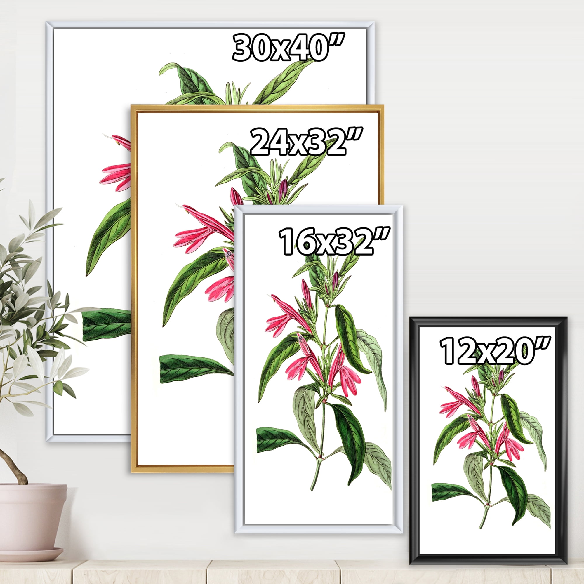 Designart 'Ancient American Flora VII' Traditional Framed Canvas Wall Art Print