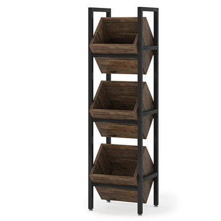 GVN Wine Storage Shelf, Wine Rack,Industrial Wine Rack, 3 Tier Freestanding Wine Storage Stand