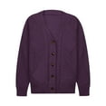 thumbnail image 5 of Gyexs Womens Fall Cardigan Sweaters Crewneck Long Sleeve Button Open Front Knit Sweater Women Oversized Cardigans (Purple, Size L), 5 of 7