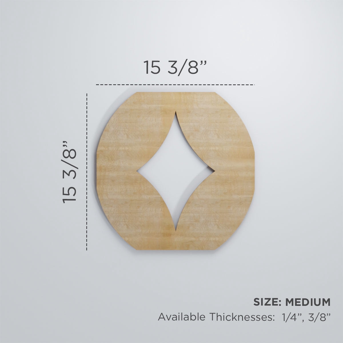 Ekena Millwork 15 3/8"W x 15 3/8"H x 1/4"T Medium Gresham Decorative Fretwork Wood Wall Panels, Wood (Paint Grade)