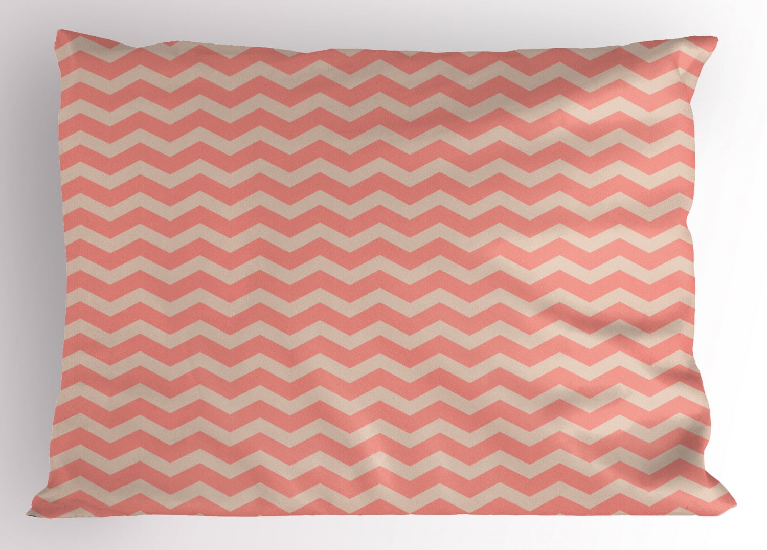 Peach Pillow Sham Zigzag Chevron Pattern Geometric Soft Colored Old School Vintage Abstract