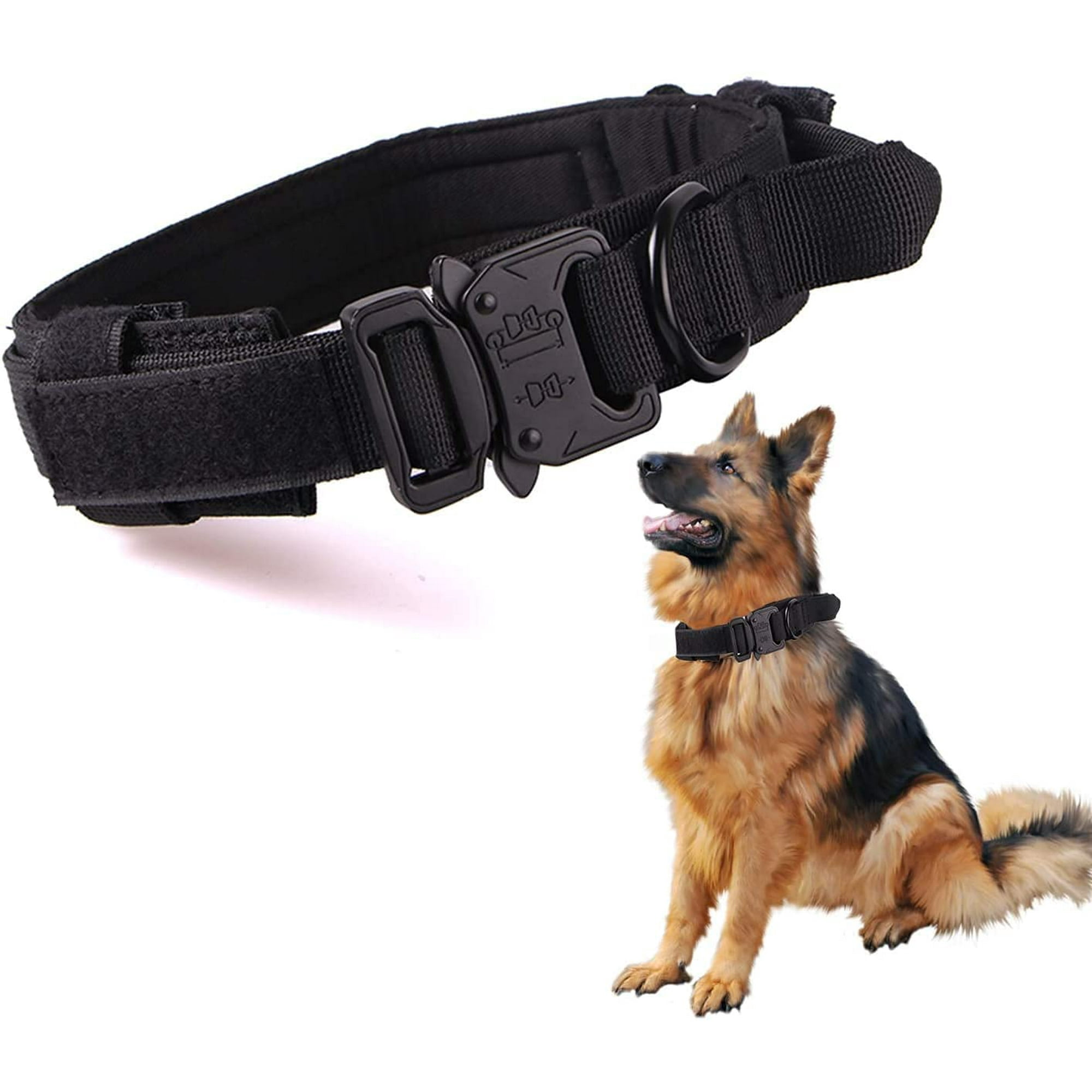 Tactical Dog Collar Adjustable Military Nylon Dog Collar Heavy Duty Metal Buckle with Handle for Dog Training Green M Walmart