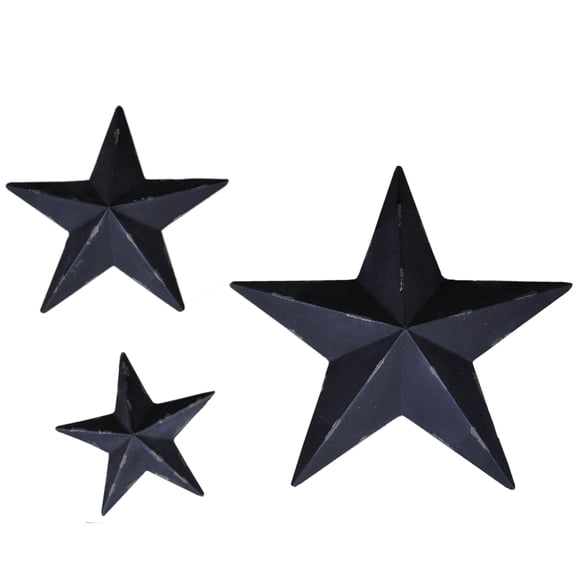 YL Crafts - Décoration Murale Étoile en Métal Art Mural Monté 3 Pcs/ensemble (Noir)