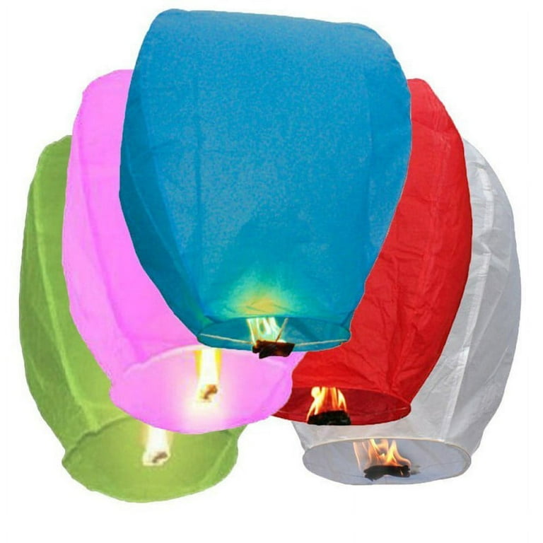 Fully assembled and Fully biodegradable Chinese lanterns for Birthdays Parties New Years Memorial Ceremonies and More 10-pack Colorful