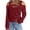 Red, variant on Lovskoo Long Sleeve Shirts for Women Cusal Round Neck Cold Shoulder Lightweight Sweatshirts Solid Color Pullover Tops Black