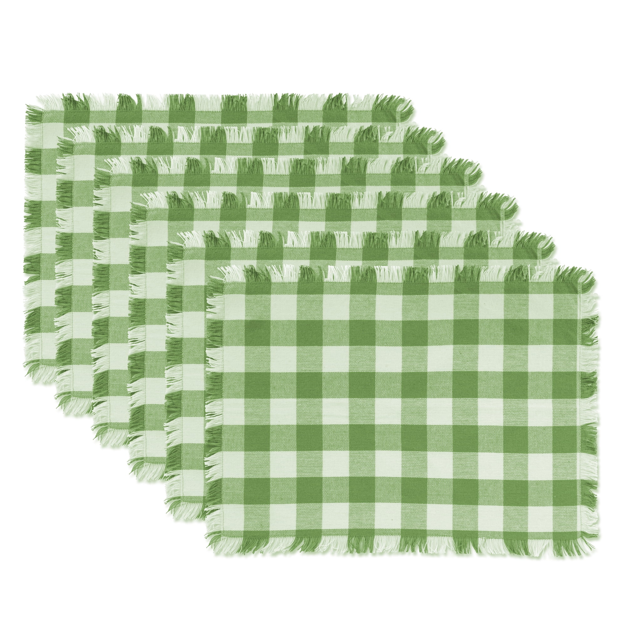 Cotton Placemats Checkered Green & White 4/pack 