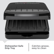 George Foreman 2‑Serving Electric Indoor Grill, Non‑Stick Panini Press, Compact Slim Design, Easy‑Clean Drip Tray, Black