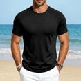 thumbnail image 2 of Men Summer Outdoor Sports Leisure Fitness Round Neck Short Sleeve T Shirt Running Athletic T-Shirts Short Sleeve Gym Tops L Black Men's Short Sleeved T Shirt, 2 of 9