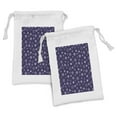 thumbnail image 1 of Snowflake Fabric Pouch Set of 2, Pattern of Continuous Purple Toned Monochrome Modern Motifs Winter, Drawstring Bag for Toiletries Masks and Favors, 9" x 6", Indigo and Pastel Purple, by Ambesonne, 1 of 2