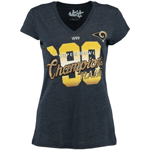 Classic St. Louis Rams Touch by Alyssa Milano On the Fifty Super Bowl XXXIV Champions Glitter T-Shirt Navy -