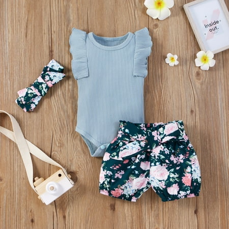 

Hunpta Baby Girl Clothes Outfits CottonSolid Color Tops Casual 3PCS Set