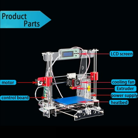 Professiona Tronxy P802M High Precision Reprap Prusa i3 DIY 3d Printer LCD Screen 3D Printer Tool Kit Clear