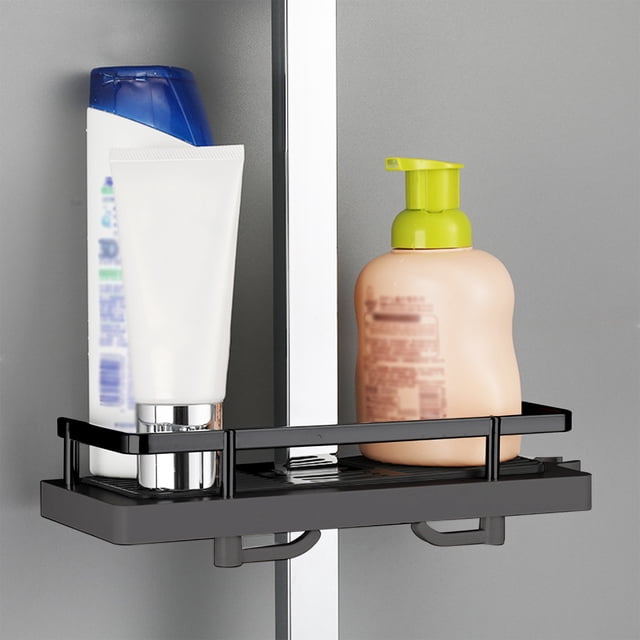 Rod Shower Rack Punch- Shower Caddy Shelves Slide Bar For Shower, Shampoo, Soap HolderSuitcase,with Stainless Steel Guardrail, Shower Shelves W