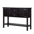 thumbnail image 6 of 48'' Solid Wood Sideboard Console Table with 2 Drawers and Cabinets and Bottom Shelf, Retro Style Storage Dining Buffet Server Cabinet for Living Room Kitchen Dining Room (Espresso), 6 of 6