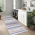 thumbnail image 2 of FairOnly Colorful Striped Non Slip Foldable 2'x6'Runner Rug Modern Geometric Low Pile Non Shedding Rugs for Bedroom Laundry Kitchen,Blue Camel, 2 of 7