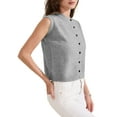 thumbnail image 4 of INSPIRE CHIC Women's Sweater Vest Sleeveless  Button Down Crochet Chunky Knit Tops M Gray, 4 of 6