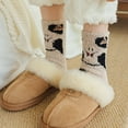 thumbnail image 2 of AUQ 2Pairs Socks Soft Coral Velvet Fuzzy Socks for Cozy Lounging,Elastic Long Socks for Everyday Use,Style9, 2 of 2