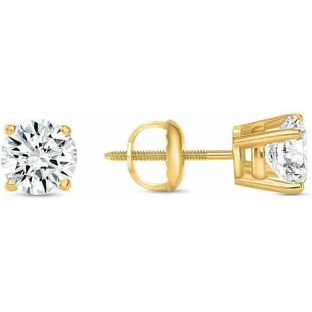 1 Ct Natural Diamond Stud Earrings | 925 Sterling Silver| Round Cut Solitaire | Screw Back