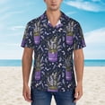thumbnail image 2 of Fuzoiu Lavender Flowers Print Hawaiian Shirt for Men, Summer Beach Casual Short Sleeve Button Down Shirts, Men’s Beach Summer Shirts with Pocket,X-Large, 2 of 7