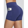 thumbnail image 5 of BALEAF Biker Shorts Women Yoga Gym Workout Spandex Running Volleyball Tummy Control Compression with Pockets 3" Navy Blue S, 5 of 7