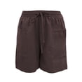 thumbnail image 5 of YVNAURA Womens High Rise Loose Fit Shorts with Pockets Solid Color Elastic Waist Drawstring Casual Summer Beach Vacation Travel Lounge Shorts,Coffee,L, 5 of 5