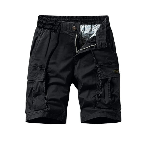 SOOMLON Lightweight Men Shorts Athletic Shorts Comfy Sport Casual Shorts Pocket Casual Shorts Zipper Workwear Shorts Slim Fit Straight Leg Pants Outdoor Sports Shorts Black XL
