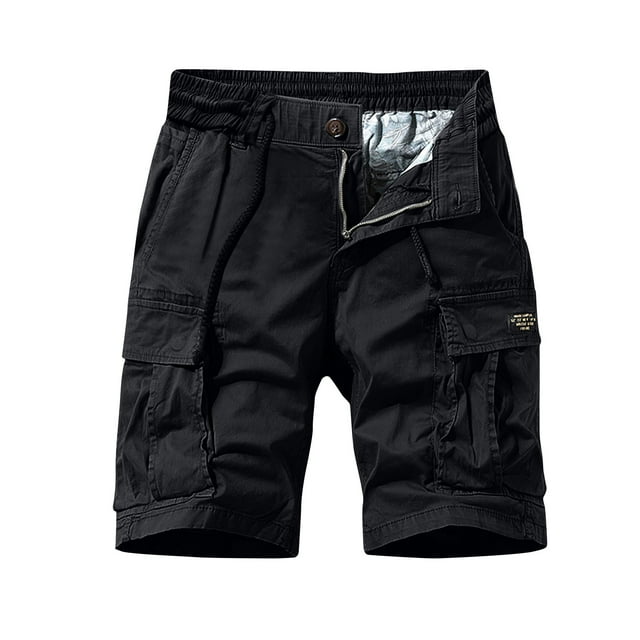 FRSASU Shorts de Randonnée pour Hommes Shorts de Golf Légers pour Travail Décontracté Voyage Shorts d'Extérieur avec Multiples Poches Fermeture Éclair devant Shorts de Sport Noir