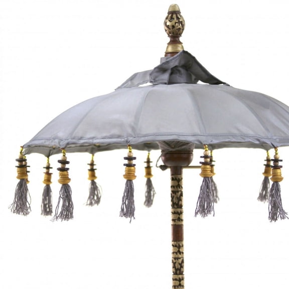 Koyal Wholesale 34" Tabletop Bali Umbrella Gray Decorative Centerpiece Home Decor