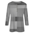 thumbnail image 4 of Womens Colorful Shirt Women's Cotton T Shirt,2024 Fashion Seven Sleeve Shirt Summer V Neck Long Shirt Women's Trendy Shirt Casual Plaid Printed Buttons Tops(Size:2XL), 4 of 4