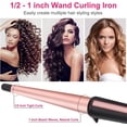 thumbnail image 3 of Hair Curling Wand, 0.5-1Inch Tapered Curling Iron, Professional Ceramic Hair Curler Wand with Heat-Resistant Glove, Dual Voltage (Pink), 3 of 7