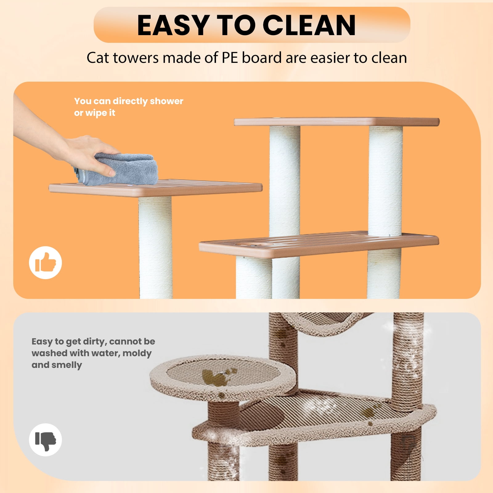 MAOHEGOU 62” Tall Cat Tree for Outdoor and Indoor Cats, Weatherproof Large Outdoor Cat Condo with Scratching Posts