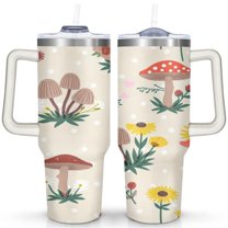 40 OZ Mushroom Tumbler Gifts for Women Men Birthday Travel Cup Gifts for Daughter Mom Best Friend Travelers Insulated Stainless Steel Water Bottle with Handle