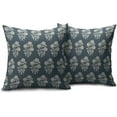 thumbnail image 2 of Dusty Blue Floral Pillow Covers 18x18 Set of 2 Block Print Cream Vintage Flower Leaves Chinoiserie Outdoor Decorative Throw Pillows Farmhouse Pillowcases Cushion Case Sofa Couch Bed Home Decor, 2 of 6
