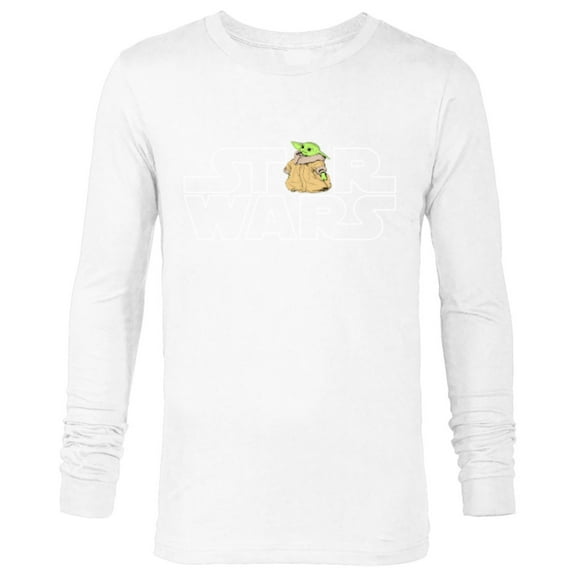 Star Wars Logo and The Child from The Mandalorian - Long Sleeve T-Shirt for Men - Customized-White