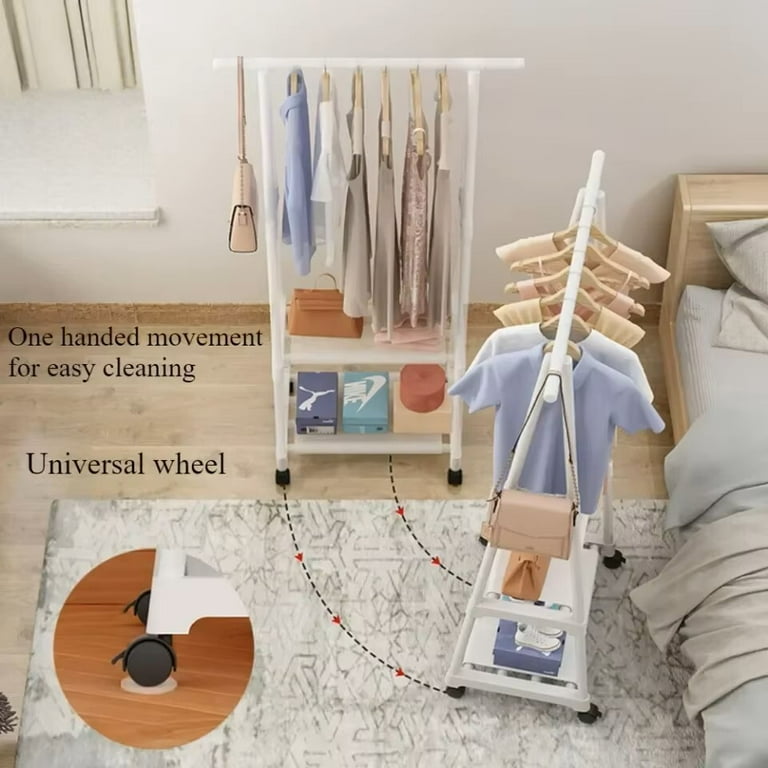 Easy home 2 tier rolling garment rack hotsell