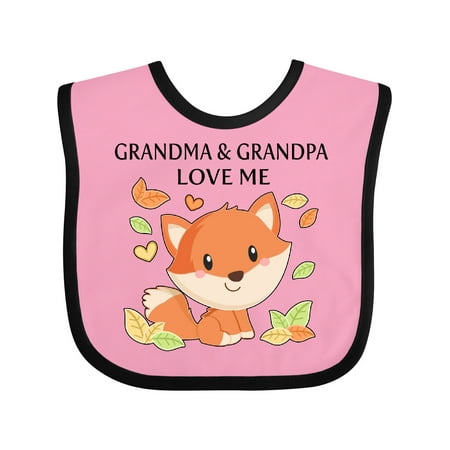 

Inktastic Grandma and Grandpa Love Me- Little Fox Gift Baby Boy or Baby Girl Bib