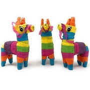 Kicko 3 Pack Mini Donkey Pinatas - 4 x 7 Inches - Bright and Colorful Party Supplies - Fillable - Great for Toys, Games, Prizes