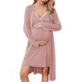 thumbnail image 3 of Ekouaer Womens Maternity Nursing Gown and Robe Set Labor Delivery Nuring Nightgowns for Hospital Breastfeeding Robes, 3 of 5