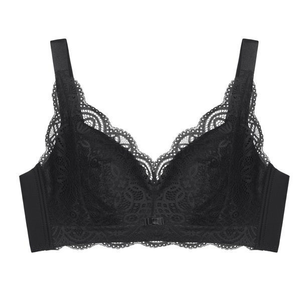 Plus Size Lace Bra for Women Coverage Figure Wireless Full Minimizer Wirefree Bras Black C 44 Unique Bargains Sujetadores Básicos