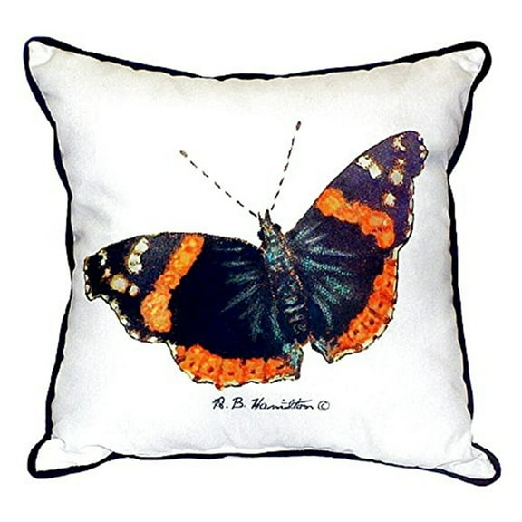 Betsy Drake SN762 12 x 12 in. Red Admiral Butterfly Small Indoor & Outdoor Pillow