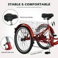 thumbnail image 6 of Lilypelle Adult Tricycle 24" Wheels Low Stepover Frame Bike, 7-Speed Shimano Derailleur Trike, 3 Wheels Bike with Basket, Wine red, 6 of 14