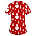 thumbnail image 3 of Tops Para Mujer, Blusa Navideña, Camisas de Moda, Manga Corta, Cuello en V, Uniforme de Trabajo, Estampado Con Bolsillo Odeerbi ODB170865, 3 of 4