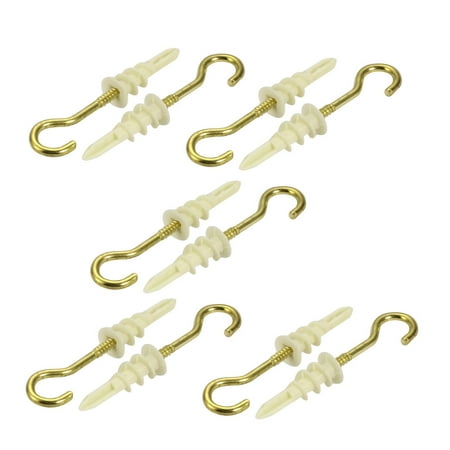 

10Pcs Self Drilling Drywall Anchor 10mm Inner Dia Copper Plated Eye Screw Hook Assortment